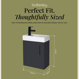 Compact Cloakroom Vanity Basin Unit, 400mm - Choice of Mount Type, Colour and Handle Finish