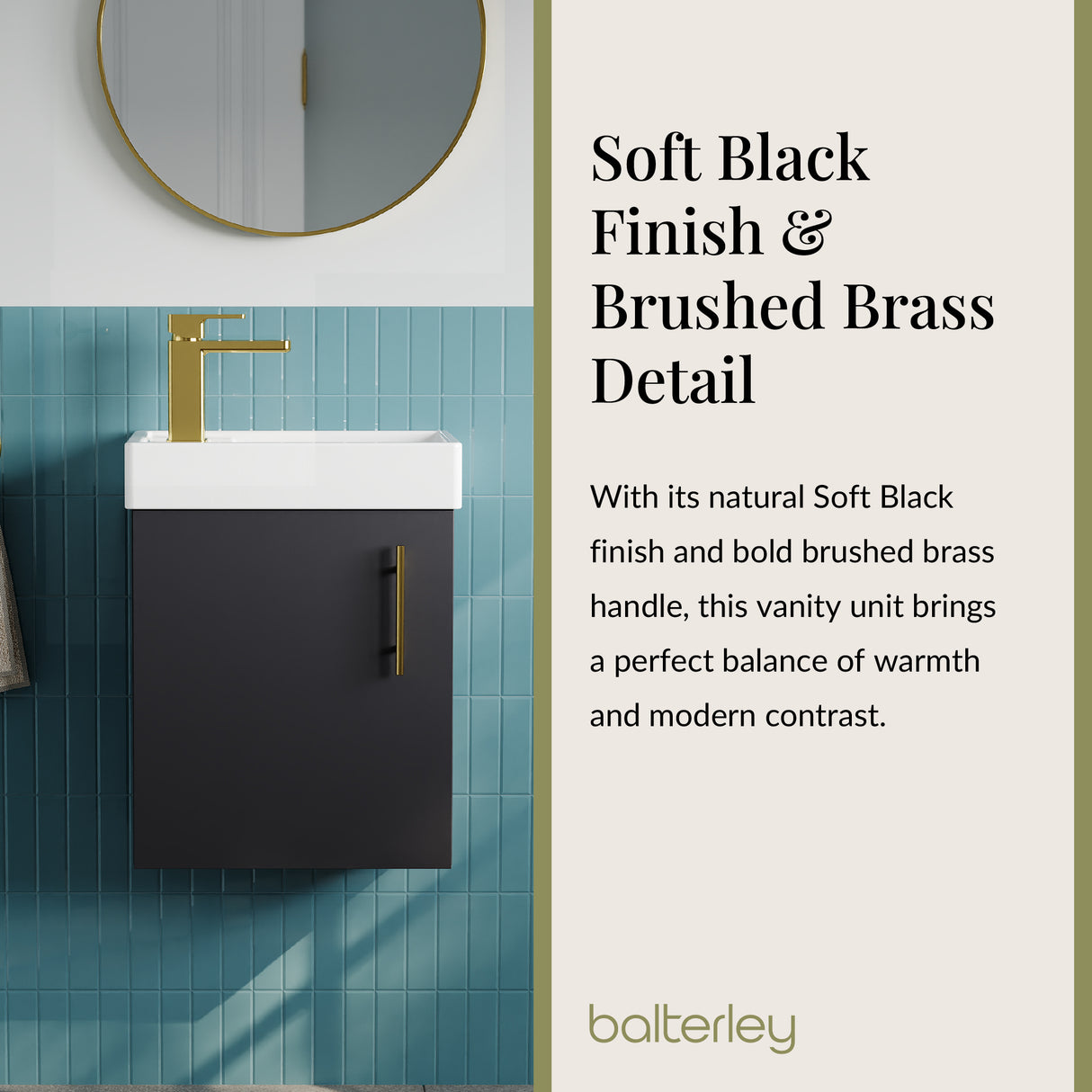 Compact Cloakroom Vanity Basin Unit, 400mm - Choice of Mount Type, Colour and Handle Finish