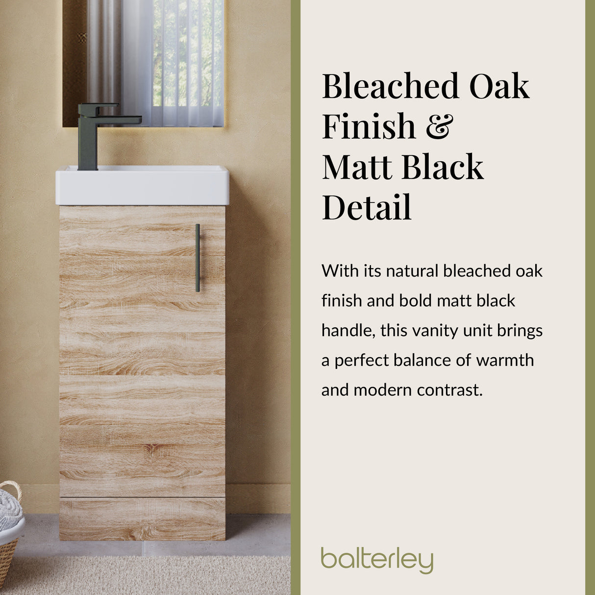 Compact Cloakroom Vanity Basin Unit, 400mm - Choice of Mount Type, Colour and Handle Finish