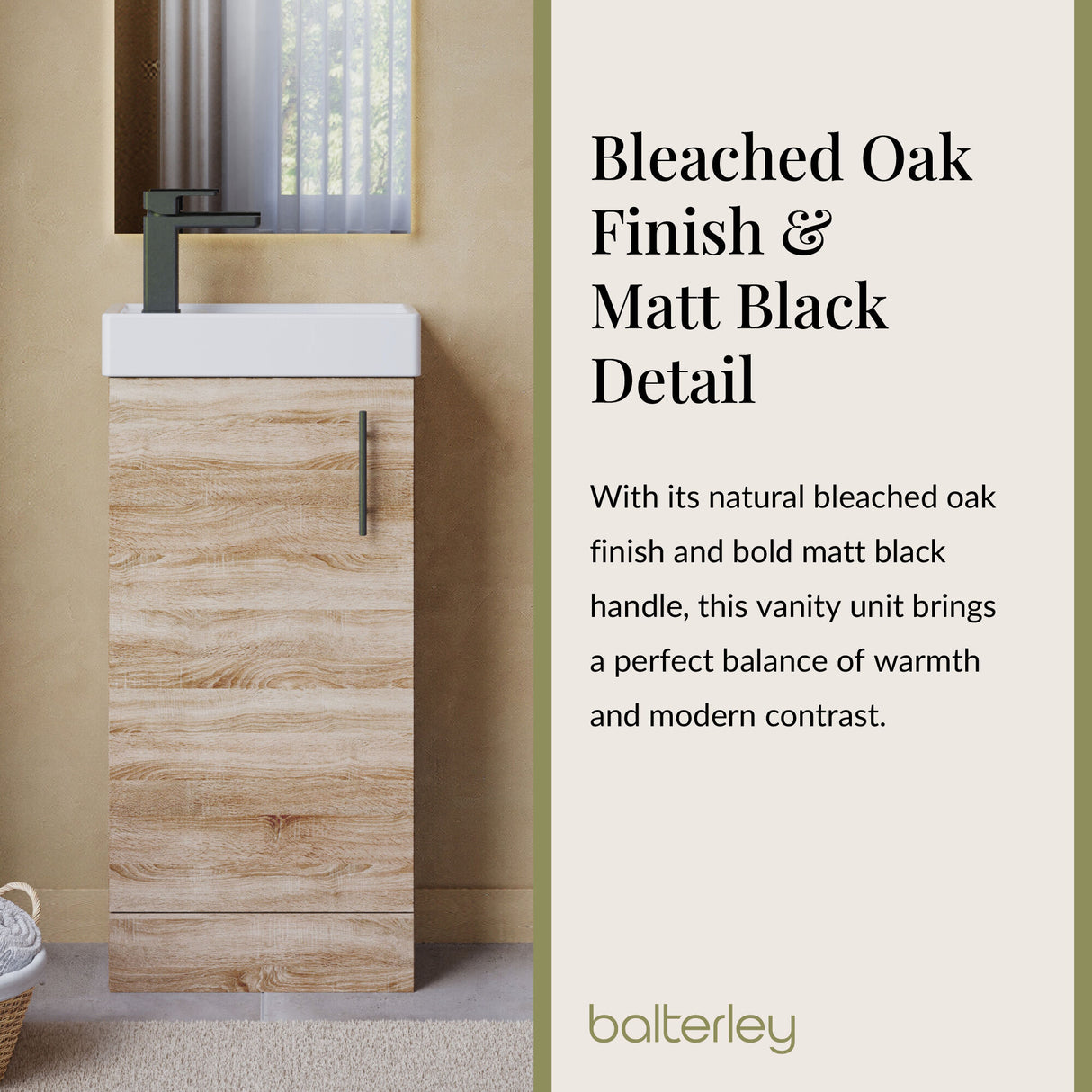 Compact Cloakroom Vanity Basin Unit, 400mm - Choice of Mount Type, Colour and Handle Finish