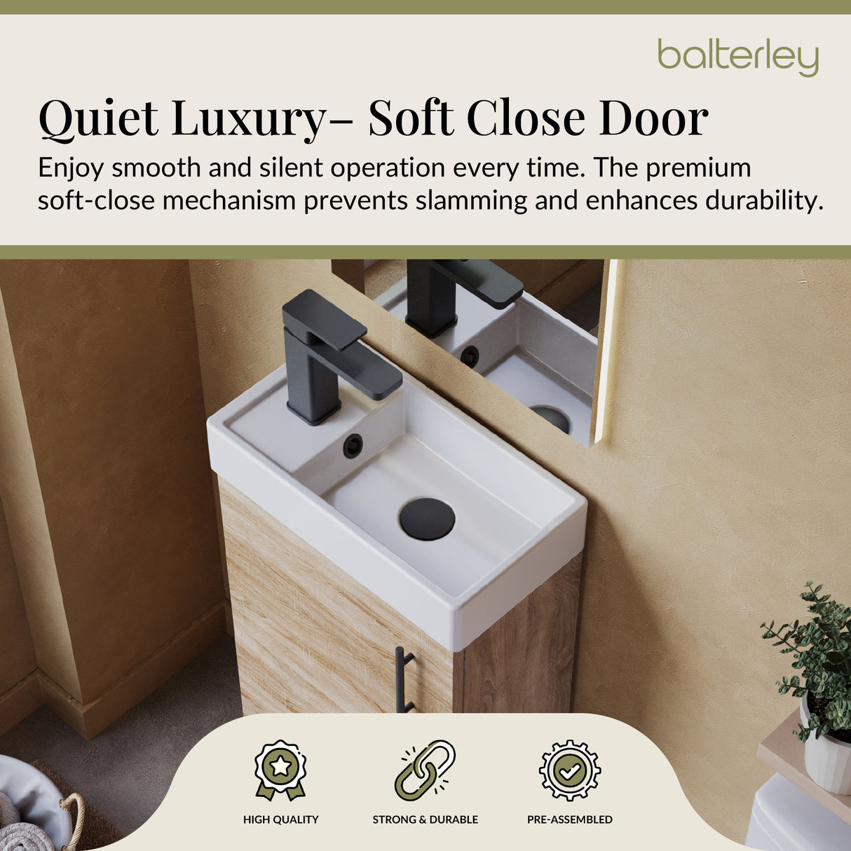 Compact Cloakroom Vanity Basin Unit, 400mm - Choice of Mount Type, Colour and Handle Finish