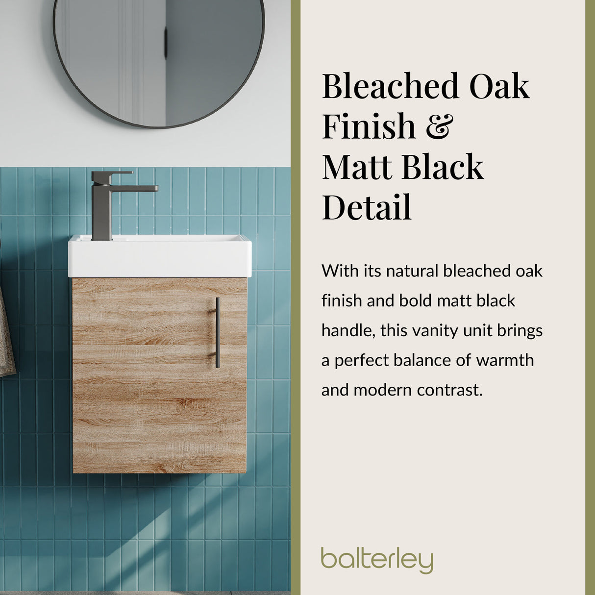 Compact Cloakroom Vanity Basin Unit, 400mm - Choice of Mount Type, Colour and Handle Finish