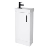Compact Cloakroom Vanity Basin Unit, 400mm - Choice of Mount Type, Colour and Handle Finish