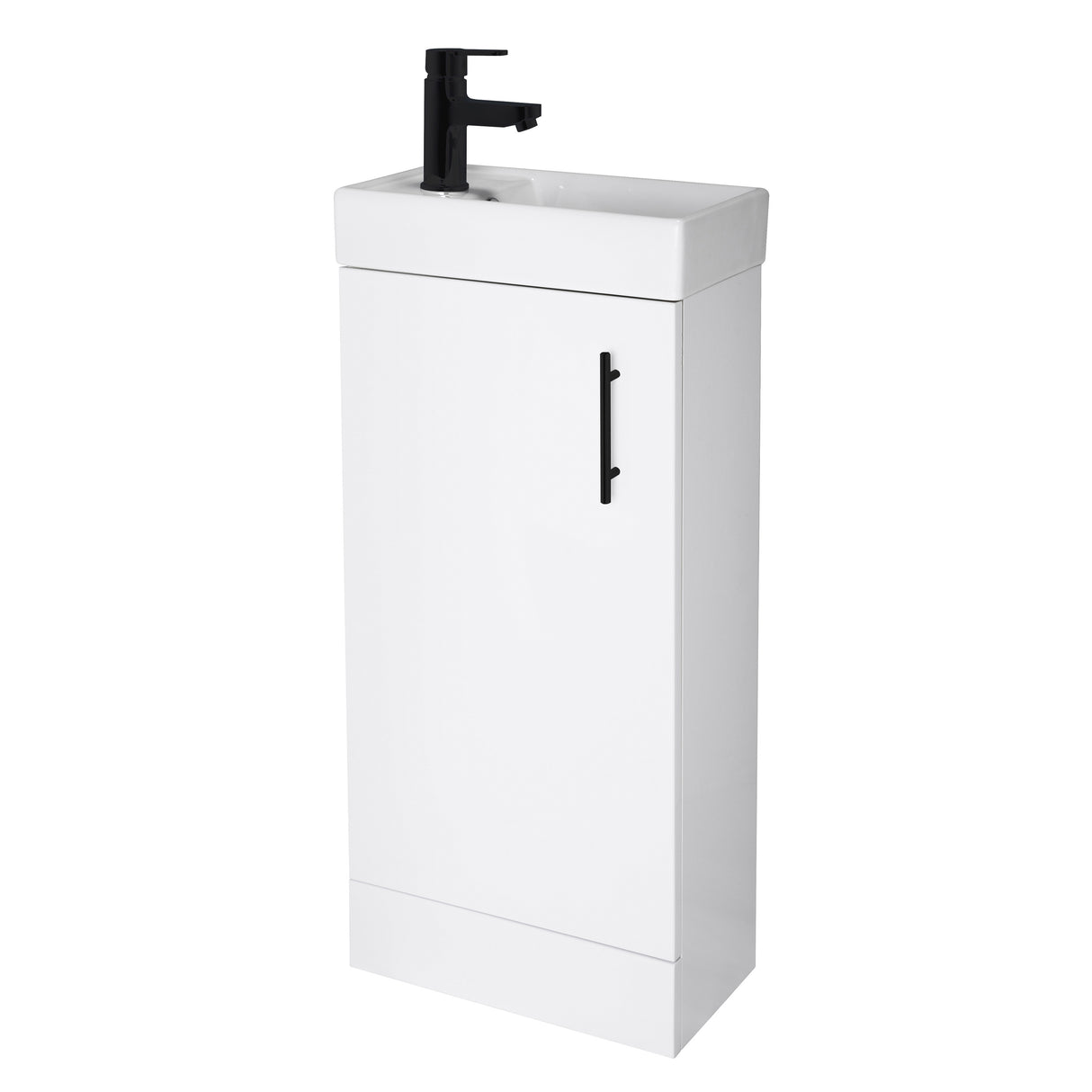 Compact Cloakroom Vanity Basin Unit, 400mm - Choice of Mount Type, Colour and Handle Finish