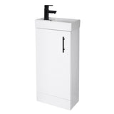 Compact Cloakroom Vanity Basin Unit, 400mm - Choice of Mount Type, Colour and Handle Finish