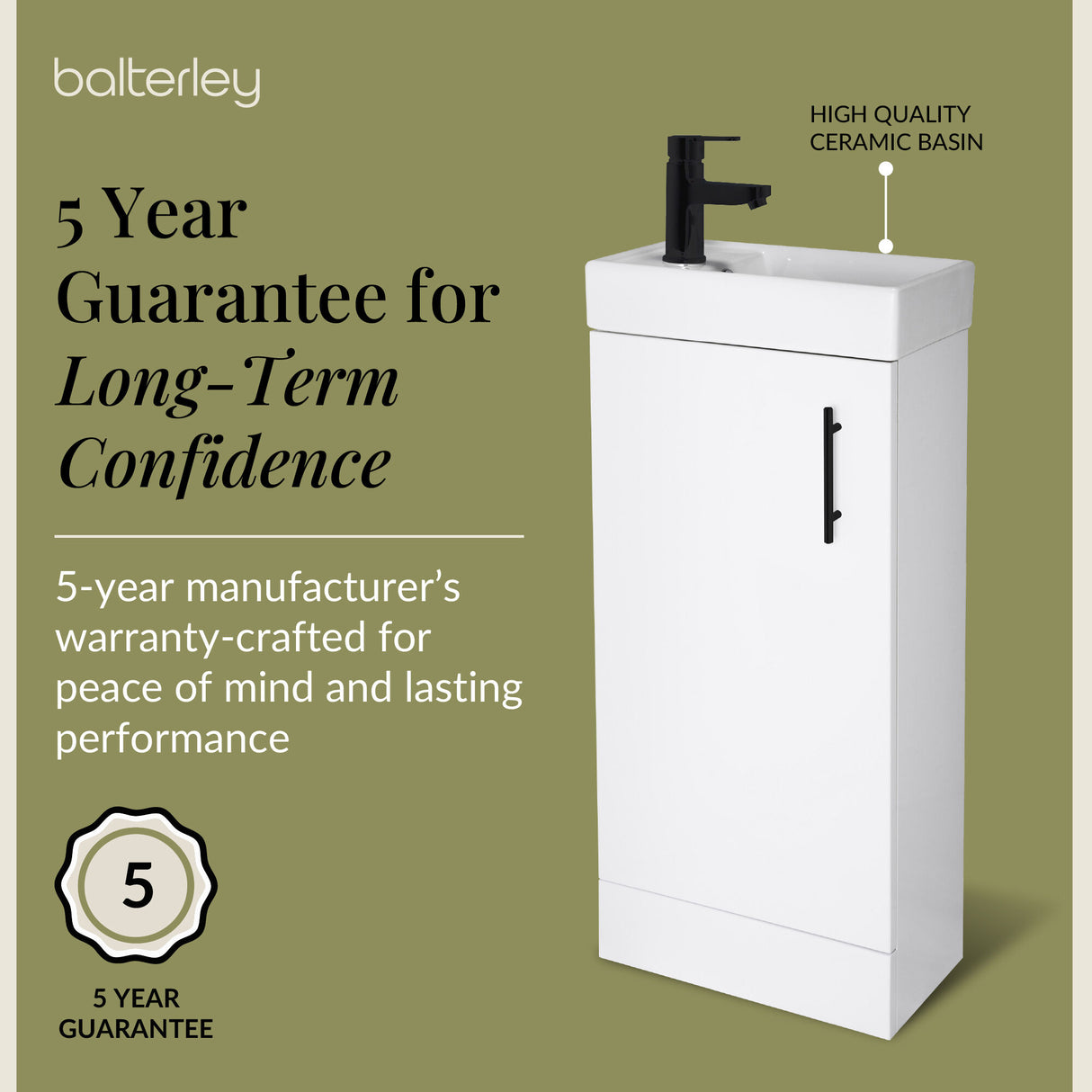 Compact Cloakroom Vanity Basin Unit, 400mm - Choice of Mount Type, Colour and Handle Finish