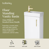 Compact Cloakroom Vanity Basin Unit, 400mm - Choice of Mount Type, Colour and Handle Finish