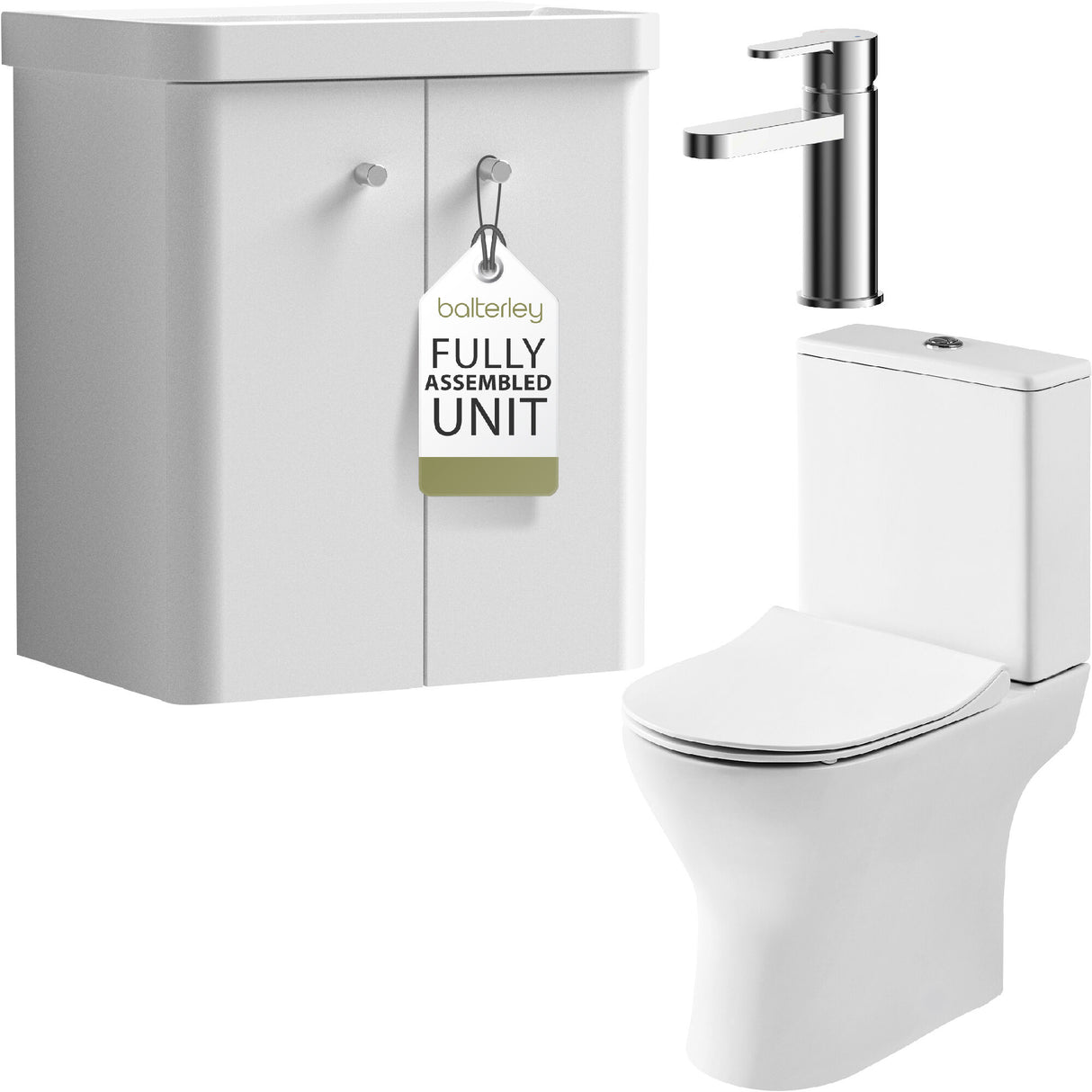 Curve Cloakroom Set - Wall Hung Vanity Basin Unit, Toilet and Mono Basin Mixer Tap