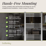 Straight Heated Rail Dual Fuel Towel Warmer, W: 500mm – Choice of Size & Finish