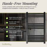 Straight Heated Rail Dual Fuel Towel Warmer, W: 500mm – Choice of Size & Finish
