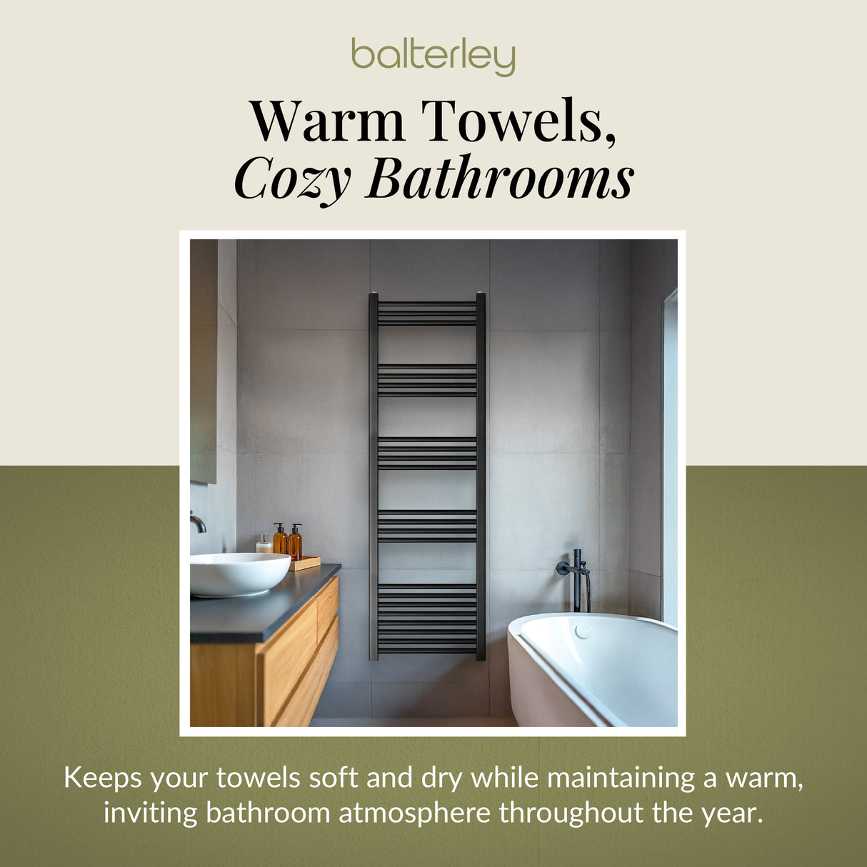 Straight Heated Rail Dual Fuel Towel Warmer, W: 500mm – Choice of Size & Finish