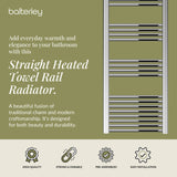 Straight Heated Rail Dual Fuel Towel Warmer, W: 500mm – Choice of Size & Finish