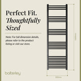 Straight Heated Rail Dual Fuel Towel Warmer, W: 500mm – Choice of Size & Finish