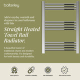 Straight Heated Heated Towel Rail Radiator, W: 600mm - Choice of Height and Finish
