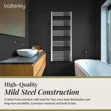 Straight Heated Heated Towel Rail Radiator, W: 600mm - Choice of Height and Finish