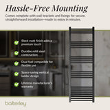 Straight Heated Heated Towel Rail Radiator, W: 600mm - Choice of Height and Finish