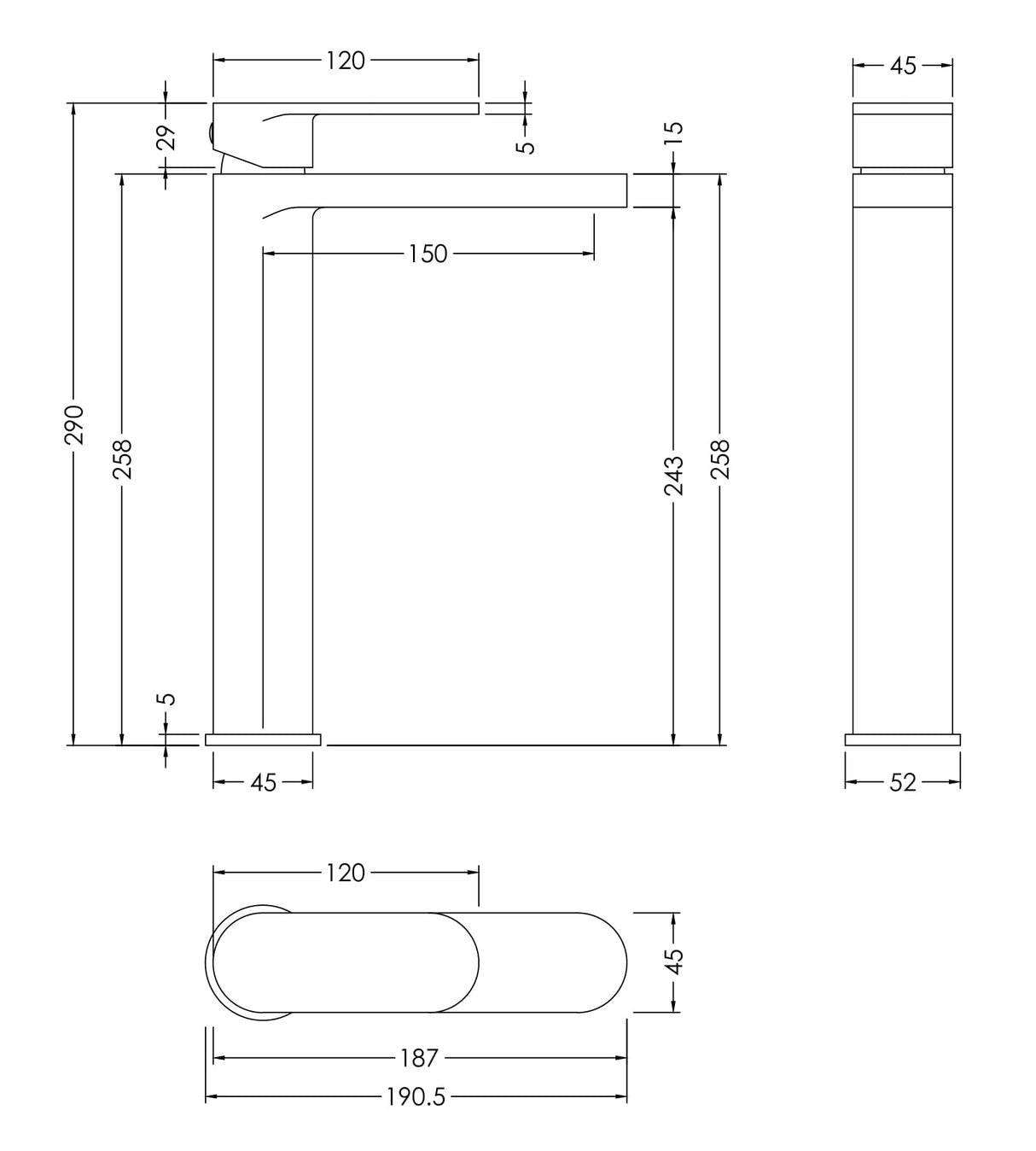 Round High Rise Mono Basin Mixer Tap - Choice of Finish