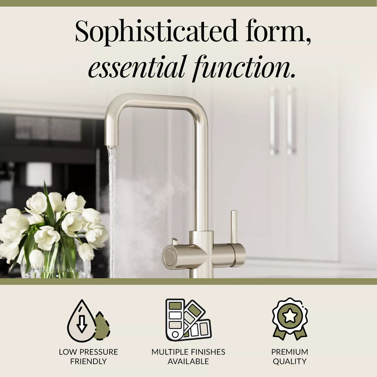 3 in 1 Boiling Water Tap Kit - Instant Hot Water Tap with Dual Lever Handles,Tank and Filter in a range of finishes