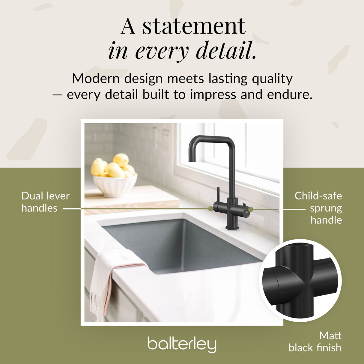3 in 1 Boiling Water Tap Kit - Instant Hot Water Tap with Dual Lever Handles,Tank and Filter in a range of finishes