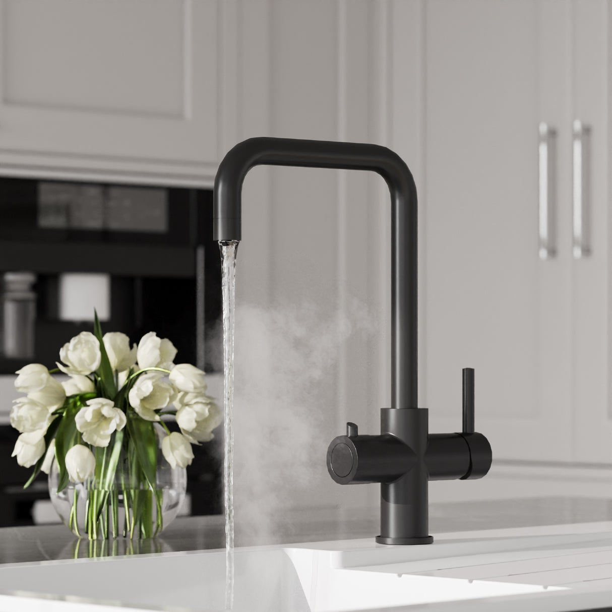 3 in 1 Boiling Water Tap Kit - Instant Hot Water Tap with Dual Lever Handles,Tank and Filter in a range of finishes