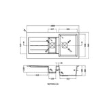 101cm Composite Inset Kitchen Sink with Overflow & Drainer - Available in Multiple Colours