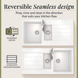 101cm Composite Inset Kitchen Sink with Overflow & Drainer - Available in Multiple Colours