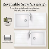101cm Composite Inset Kitchen Sink with Overflow & Drainer - Available in Multiple Colours