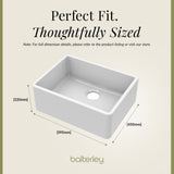 Single Bowl Fireclay Ceramic Butler Kitchen Sink - 595mm - Multiple Colours