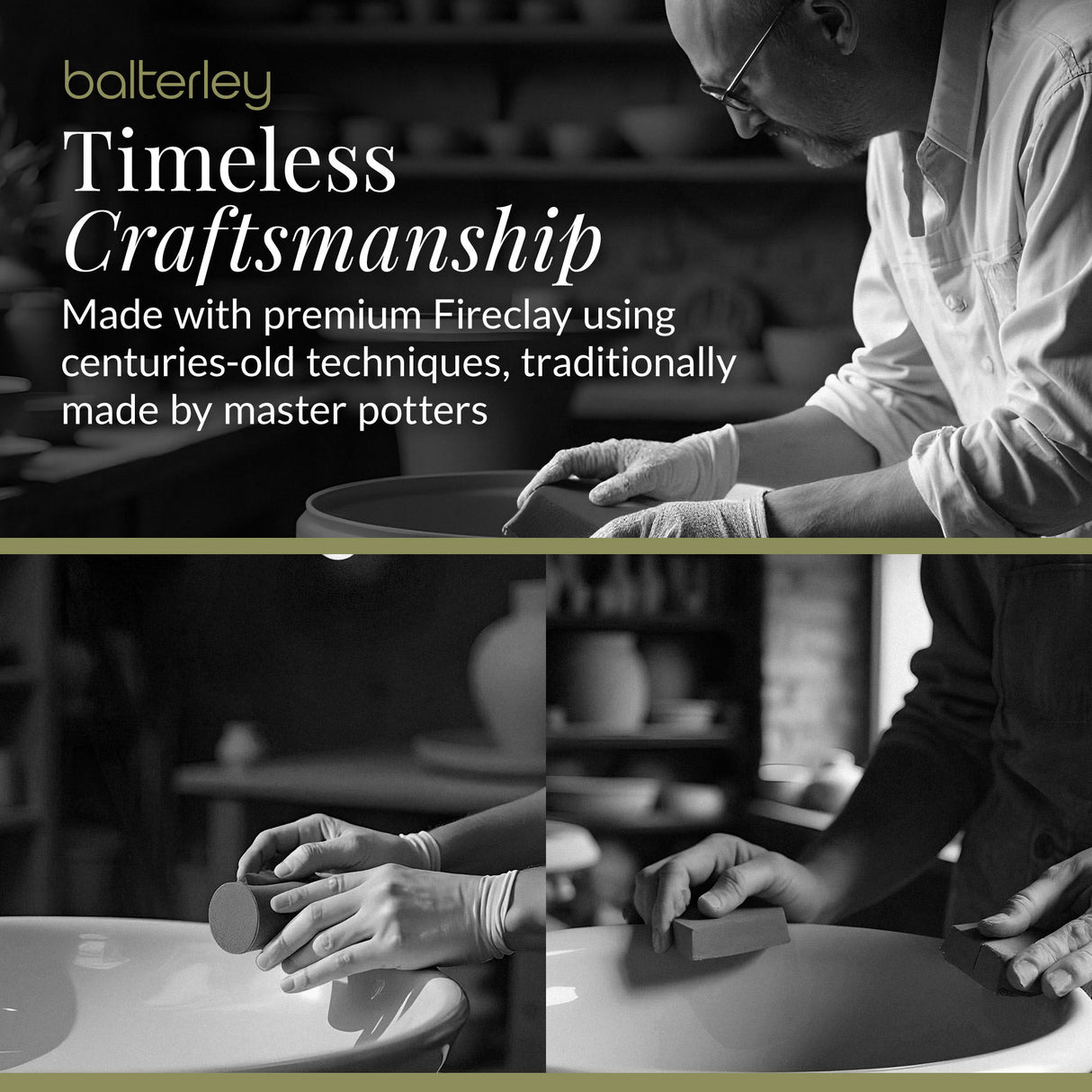 Single Bowl Fireclay Ceramic Butler Kitchen Sink - 595mm - Multiple Colours