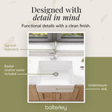 Single Bowl Fireclay Ceramic Butler Kitchen Sink with Chrome Strainer Waste