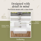 Single Bowl Fireclay Ceramic Butler Kitchen Sink with Overflow & Waste