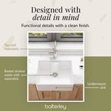 Single Bowl Fireclay Ceramic Butler Kitchen Sink - Variety of Sizes and Features Available