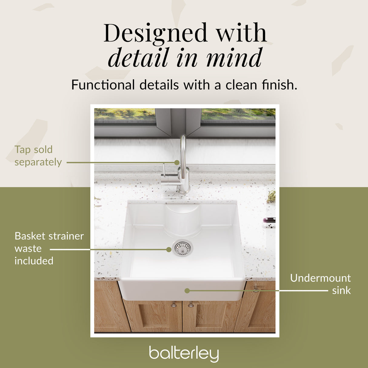 Single Bowl Fireclay Ceramic Butler Kitchen Sink with Tap Ledge