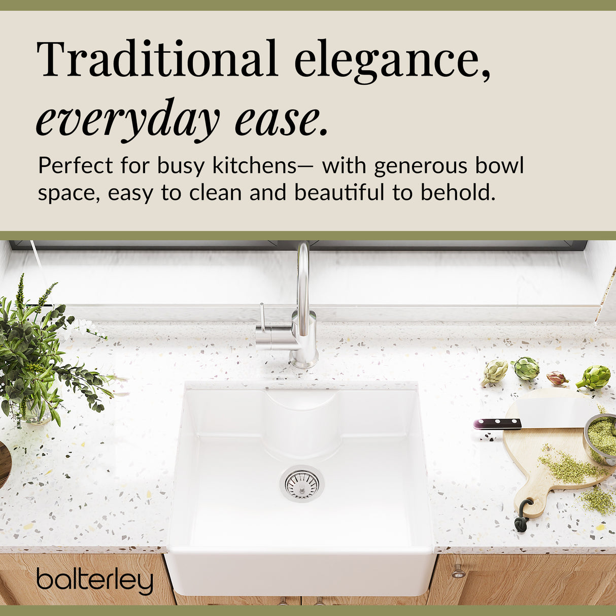 Single Bowl Fireclay Ceramic Butler Kitchen Sink with Tap Ledge