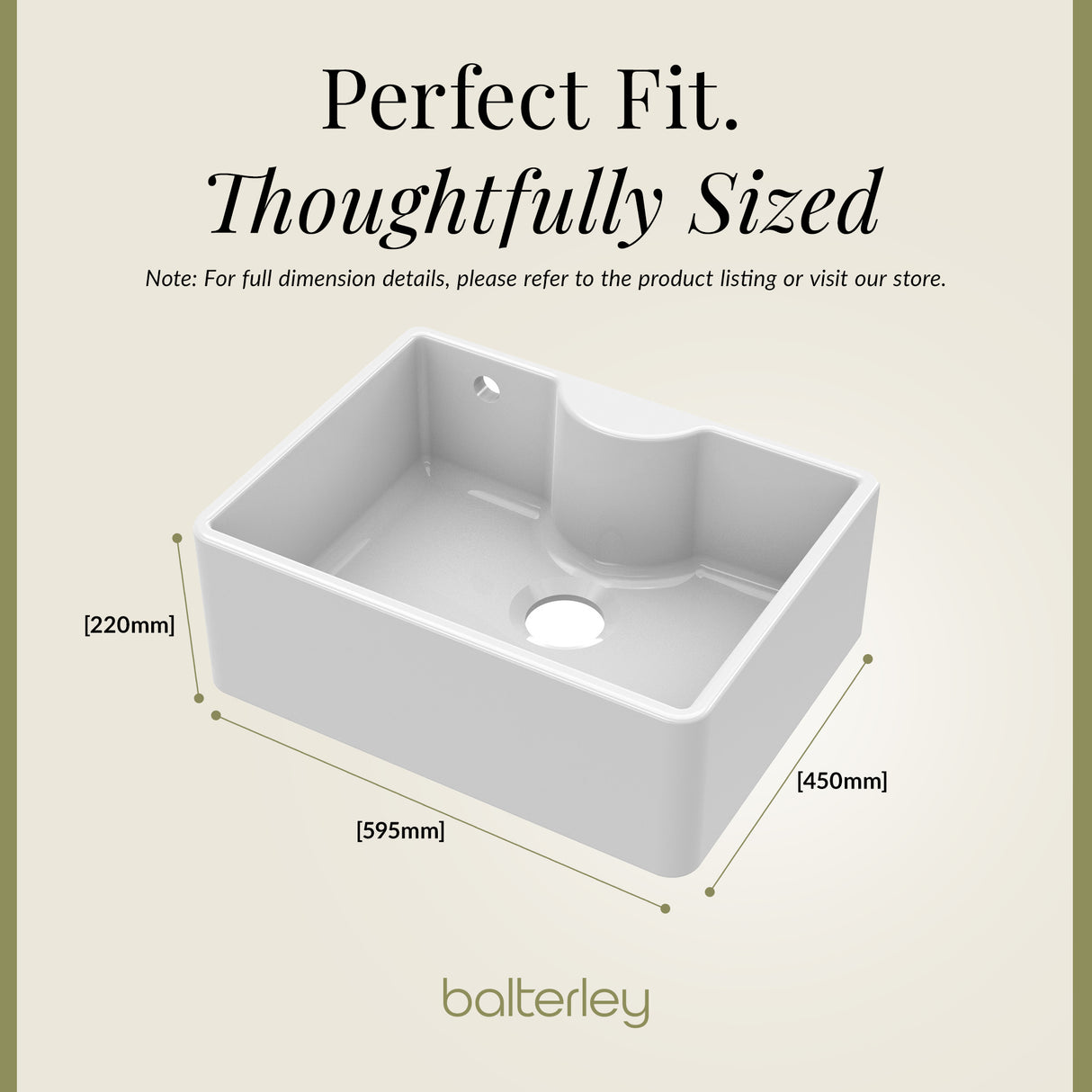Single Bowl Fireclay Ceramic Butler Kitchen Sink with Ledge , Overflow & Waste