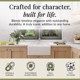 Single Bowl Fireclay Ceramic Butler Kitchen Sink with Ledge , Overflow & Waste