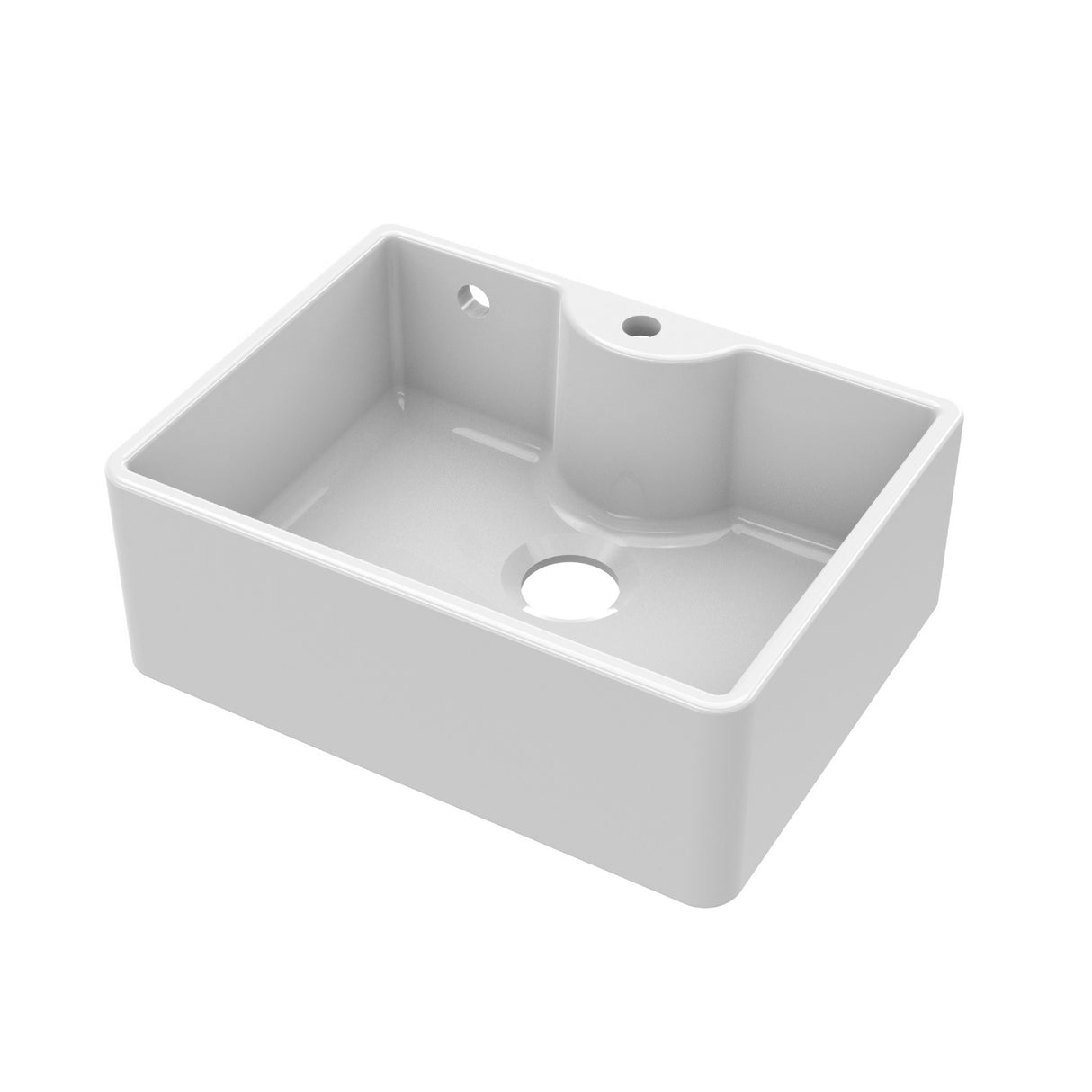 Fireclay Ceramic Single Bowl Butler Kitchen Sink with Tap Ledge, Overflow  & Tap Hole - 595mm Width