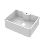 Fireclay Ceramic Single Bowl Butler Kitchen Sink with Tap Ledge, Overflow  & Tap Hole - 595mm Width