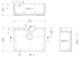 Single Bowl Fireclay Ceramic Butler Kitchen Sink with Tap Ledge, Hole, Overflow & Waste