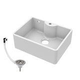 Single Bowl Fireclay Ceramic Butler Kitchen Sink with Tap Ledge, Hole, Overflow & Waste