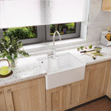 Single Bowl Fireclay Ceramic Butler Kitchen Sink with Tap Ledge, Hole, Overflow & Waste