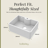 Single Bowl Fireclay Ceramic Butler Kitchen Sink with Tap Ledge, Hole, Overflow & Waste