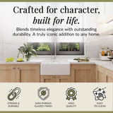 Single Bowl Fireclay Ceramic Butler Kitchen Sink with Tap Ledge, Hole, Overflow & Waste