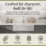 Single Bowl Fireclay Ceramic Butler Kitchen Sink with No Overflow & No Tap Hole - 795mm