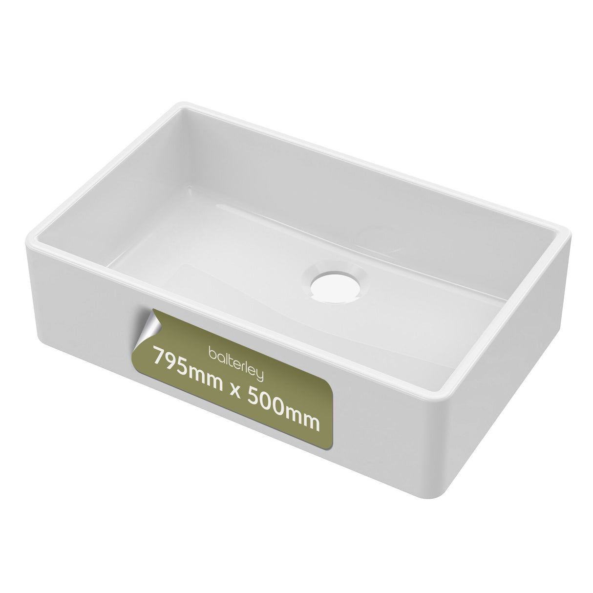 Single Bowl Fireclay Ceramic Butler Kitchen Sink with No Overflow & No Tap Hole - 795mm