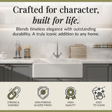 Single Bowl Fireclay Ceramic Butler Kitchen Sink with Chrome Basket Strainer Waste - 795mm