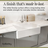 Single Bowl Fireclay Ceramic Butler Kitchen Sink with Chrome Basket Strainer Waste - 795mm