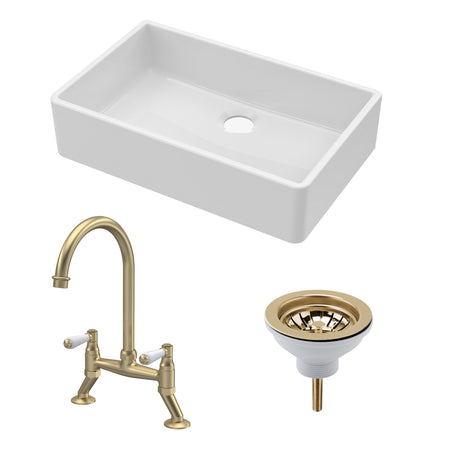 Single Bowl Butler Kitchen Sink - Choice of Tap and Waste - 795mm