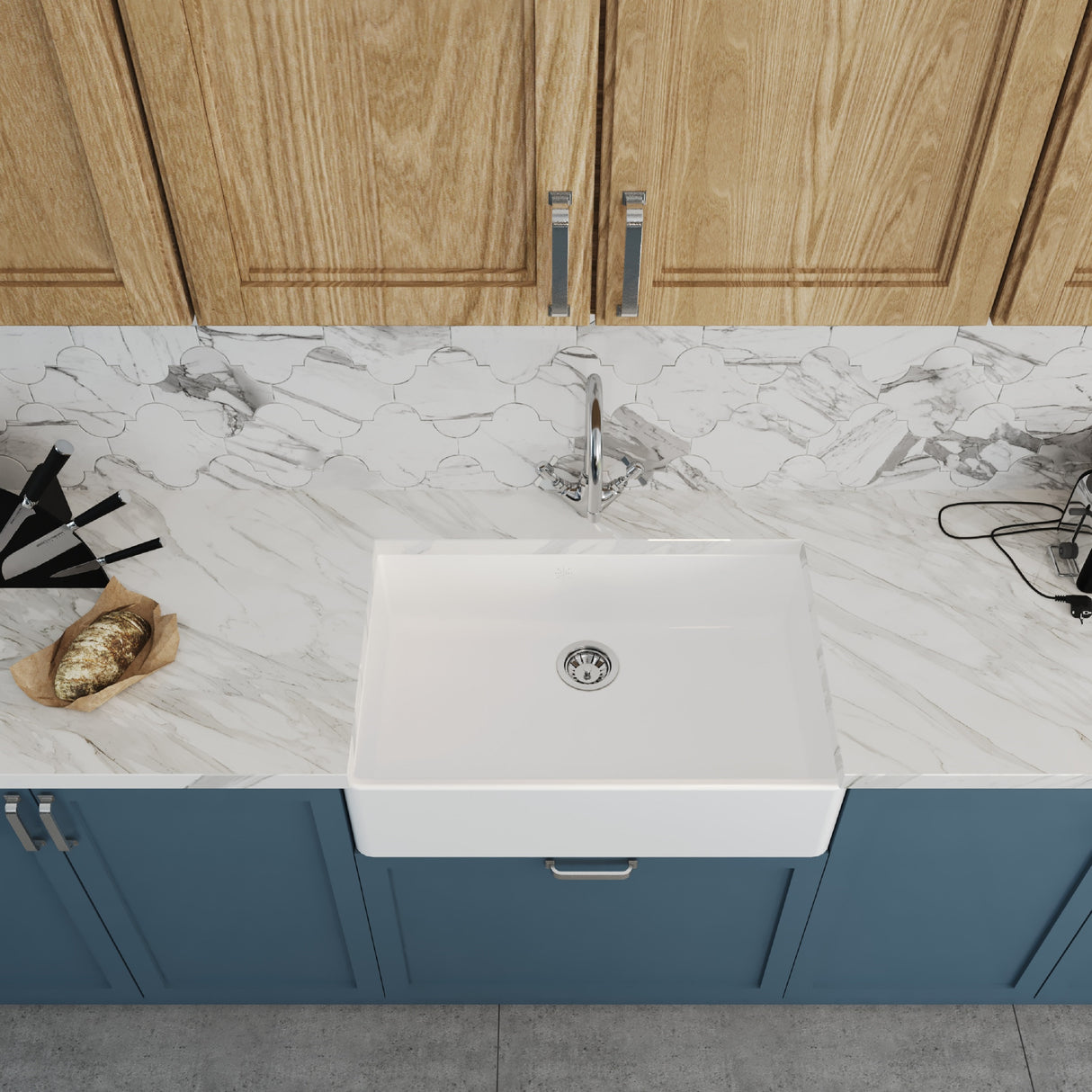 Single Bowl Butler Kitchen Sink - Choice of Tap and Waste - 795mm