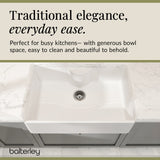 Single Bowl Fireclay Ceramic Butler Kitchen Sink with Tap Ledge & Strainer Waste